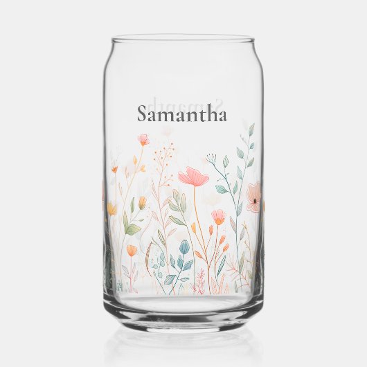 Dainty Wildflower Personalized Blikvorm Glas (Achterkant)