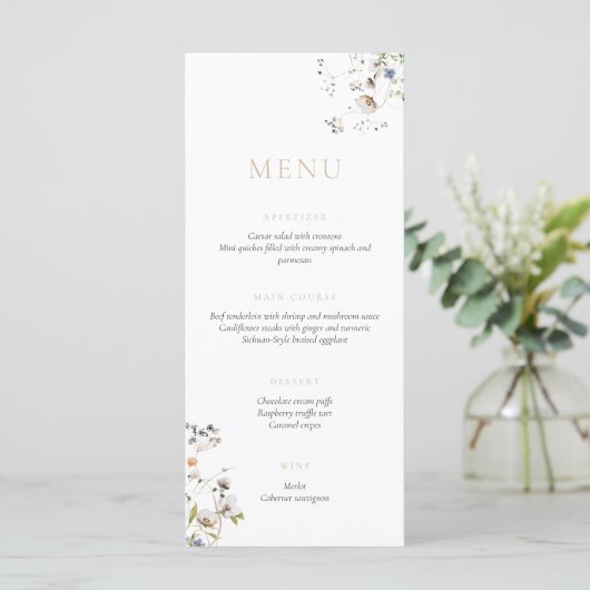 Dainty Wildflower Soft Tan Menu (Staand voorkant)
