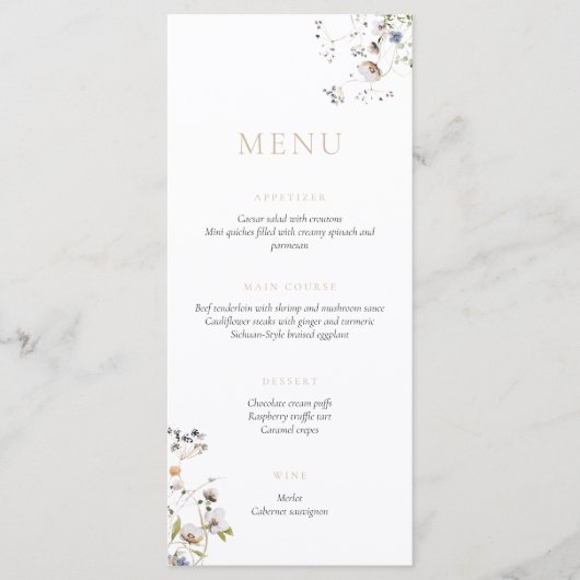 Dainty Wildflower Soft Tan Menu (Voorkant)