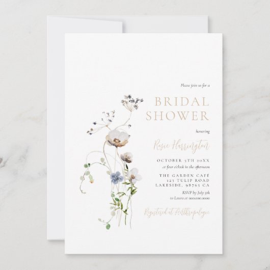 Dainty Wildflower Soft Tan Vrijgezellenfeest Kaart (Voorkant)