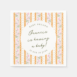 Dainty Wildflower Stripes Baby Shower Due Date Servet