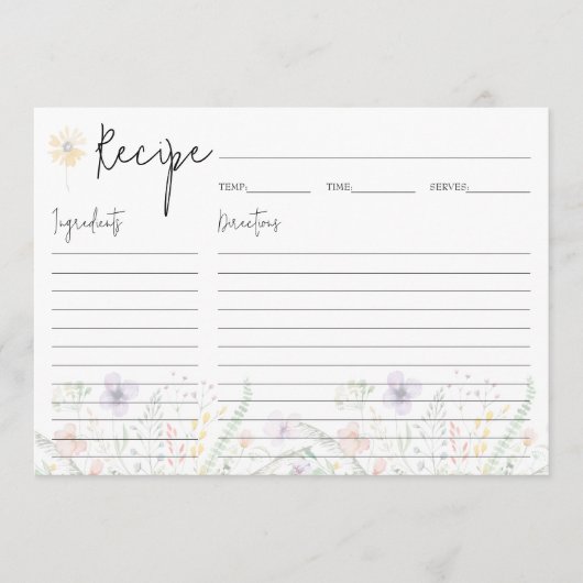 Dainty Wildflowers Recept Kaarten (Voorkant)