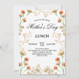 Dainty Wildflowers Witte Moederdag Lunch Kaart