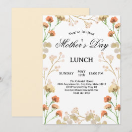 Dainty Wildflowers Witte Moederdag Lunch Kaart