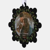 Dainty Wreath Foto Ornament Kerst Kaart (Links)