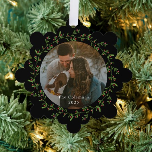 Dainty Wreath Foto Ornament Kerst Kaart (Insitu (Drie))