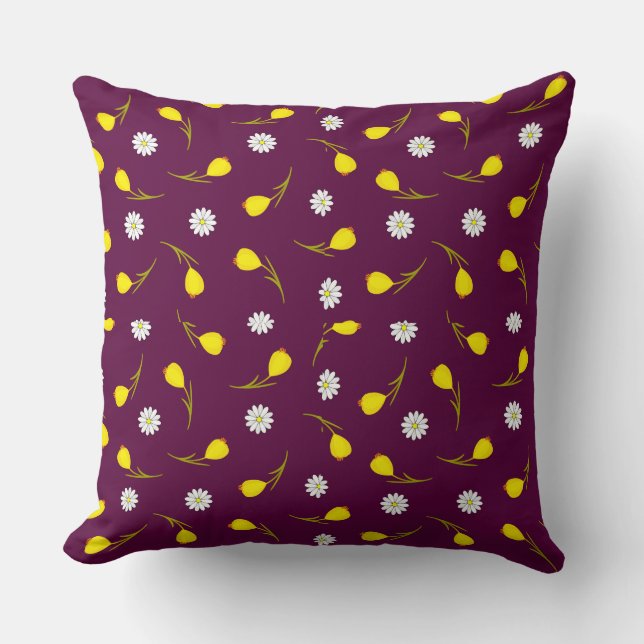 Dainty Yellow Floral Repeat Pattern Art Kussen (Voorkant)