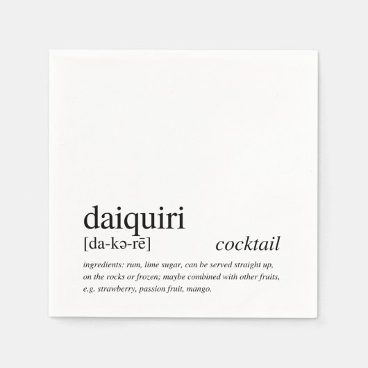 Daiquiri Cocktail Modern Quote Black Typografie Servet (Voorkant)