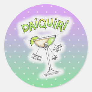 DAIQUIRI RECEPT COCKTAIL KUNST RONDE STICKER