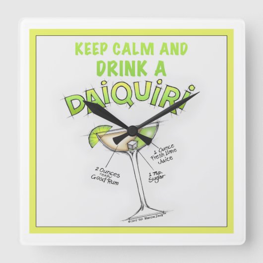 DAIQUIRI RECEPT COCKTAIL KUNST VIERKANTE KLOK (Voorkant)