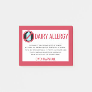 Dairy Allergy Alert Restaurant Chef Custom Post-it® Notes