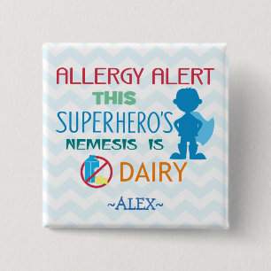 Dairy Allergy Alert Superheld Boy Button