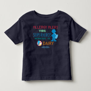 Dairy Allergy Alert Superhero Boy Silhouette Kinder Shirts