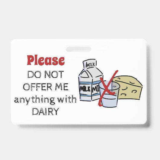 Dairy Allergy Badge - Customize Emergency Info (Voorzijde)