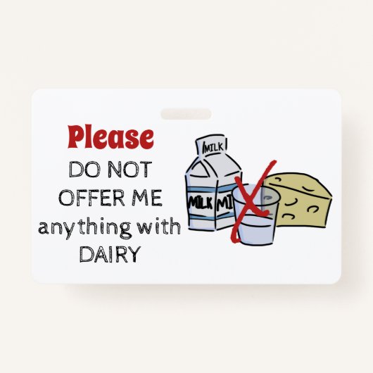 Dairy Allergy Badge - Customize Emergency Info (Voorkant)