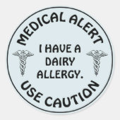 DAIRY ALLERGY RONDE STICKER (Voorkant)