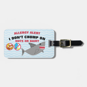 Dairy and Nut Allergy Alert Shark for Medical Kit Bagagelabel