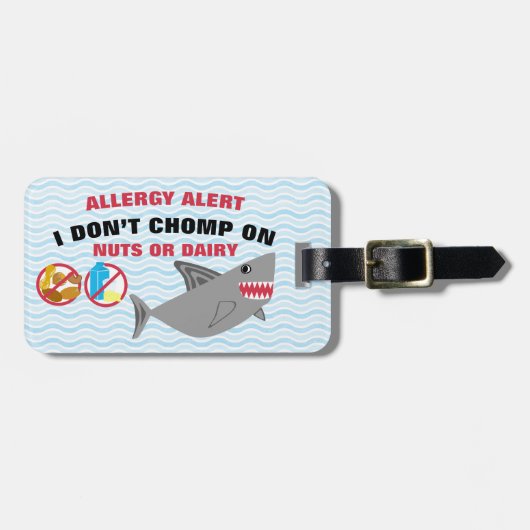 Dairy and Nut Allergy Alert Shark for Medical Kit Bagagelabel (Voorkant horizontaal)