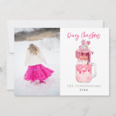 Dairy Christmas Roze Milkshake Feestdagenkaart (Voorkant)