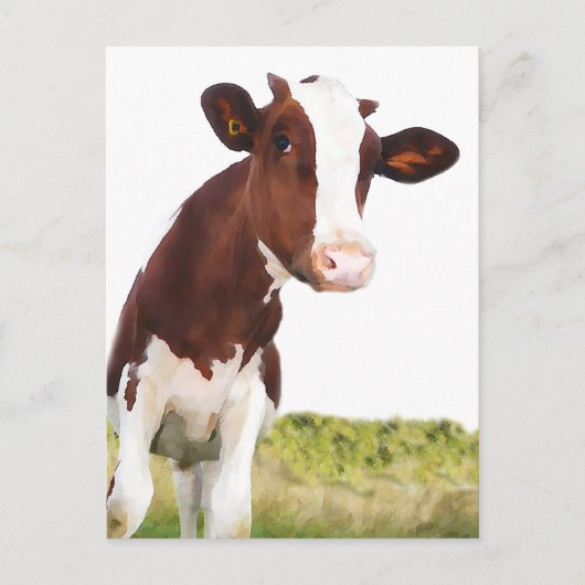 Dairy Cow - Painted Brown & White Holstein Briefkaart (Voorkant)