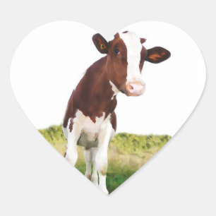 Dairy Cow - Painted Brown & White Holstein Hart Sticker
