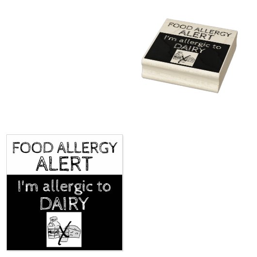 Dairy Food Allergy Alert Rubberstempel (Gestempeld)
