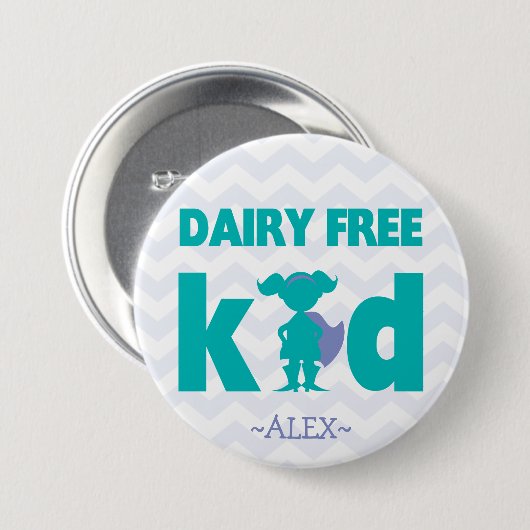 Dairy Free Superheld Girl Button (Voorkant /achterkant)