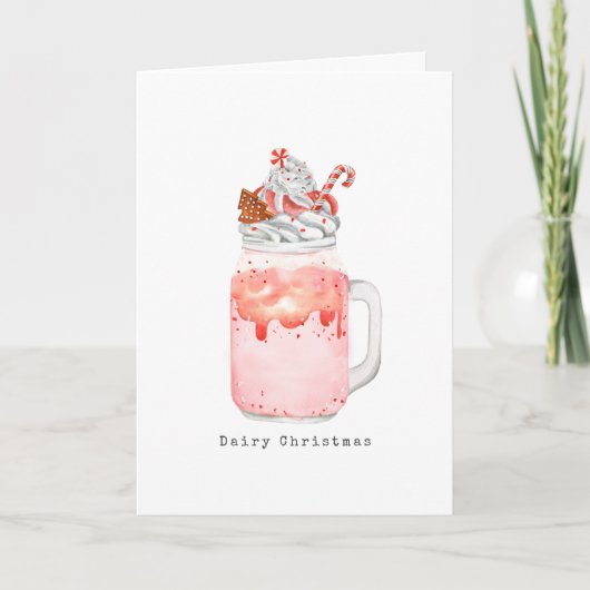 Dairy Kerst Pepermunt Mason Jar Milkshake Feestdagen Kaart (Voorkant)
