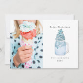 Dairy Kerstblauw Snowflake Milkshake Feestdagenkaart (Voorkant)