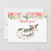 Dairy Koe Floral Peony Kaart (Voorkant)