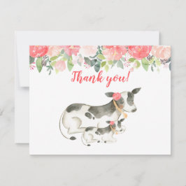 Dairy Koe Floral Peony Kaart