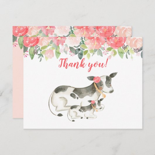 Dairy Koe Floral Peony Kaart (Voorkant / Achterkant)