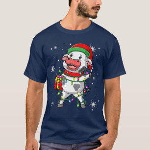 Dairy Koe kerstlampjes met een grappige kerstman T-shirt