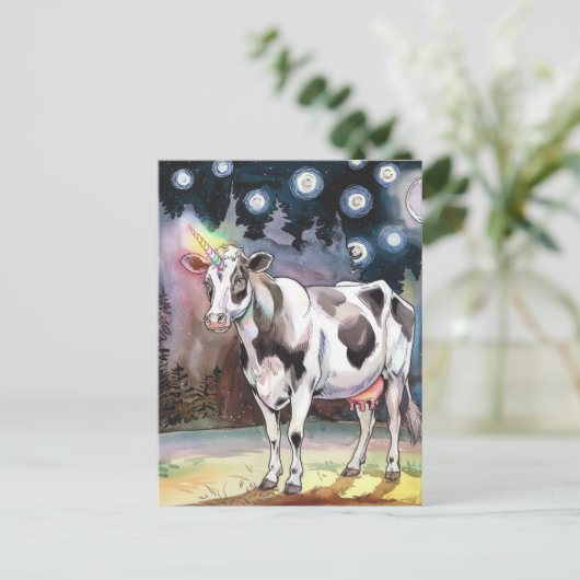 Dairy Koe Unicorn Briefkaart (Staand voorkant)