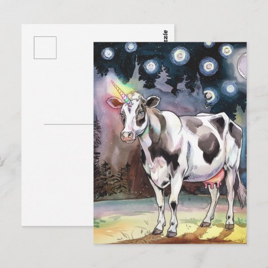 Dairy Koe Unicorn Briefkaart (Voorkant / Achterkant)