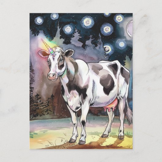 Dairy Koe Unicorn Briefkaart (Voorkant)