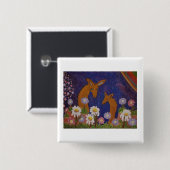 Daises and Deer Vierkante Button 5,1 Cm (Voorkant /achterkant)