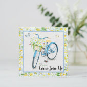 Daises & Blue Bicycle verjaardagsfeestje Kaart (Staand voorkant)