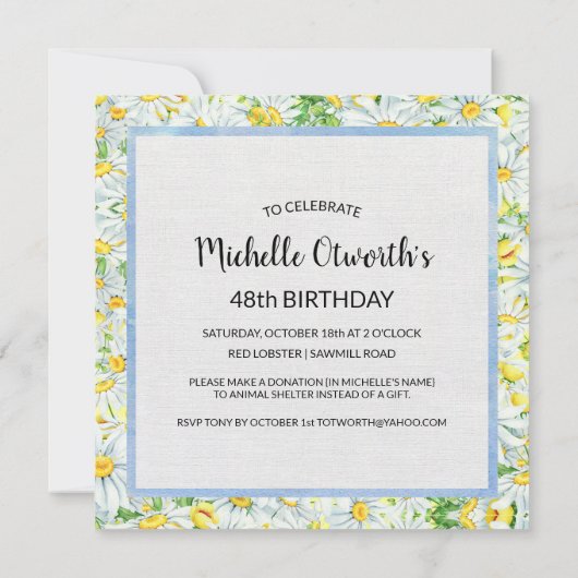 Daises & Blue Bicycle verjaardagsfeestje Kaart (Achterkant)