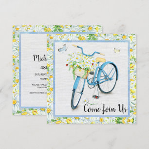 Daises & Blue Bicycle verjaardagsfeestje Kaart