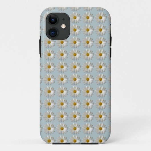 Daises Daisy white blue gold patroon achtergrond Case-Mate iPhone Case (Achterkant)