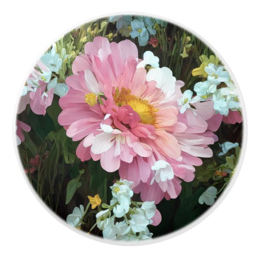 Daisey in roze keramische knop (Voorkant)
