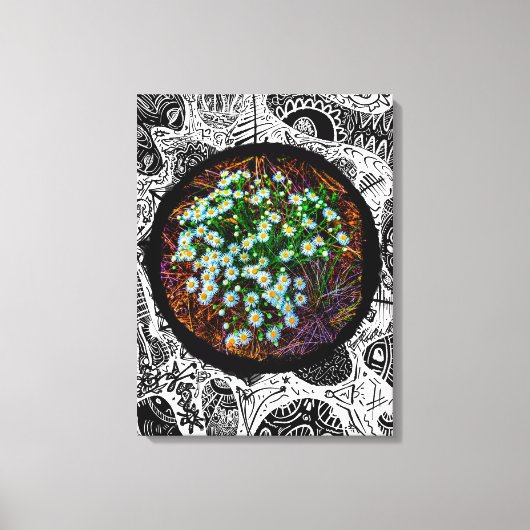 Daiseys in de wei. Abstract Lijst Canvas Afdruk (Voorkant)