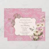  Daisies 70th-79th Elegant Birthday Party Kaart (Voorkant / Achterkant)