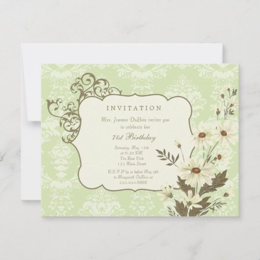  Daisies 70th-79th Elegant Birthday Party Kaart (Voorkant)