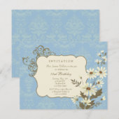 Daisies 70th-79th Elegant Birthday Party Kaart (Voorkant / Achterkant)