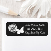 Daisies and Butterflies in Black Address Label (Insitu)