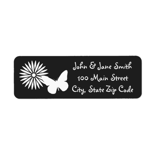 Daisies and Butterflies in Black Address Label (Voorkant)