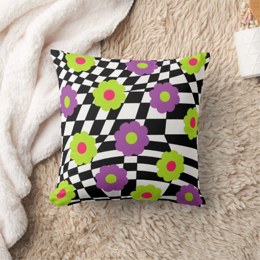 Daisies and Checkers Sierkussennen Mod Pillow Kussen (Deken)