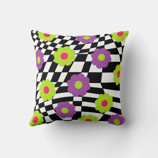 Daisies and Checkers Sierkussennen Mod Pillow Kussen (Achterkant)